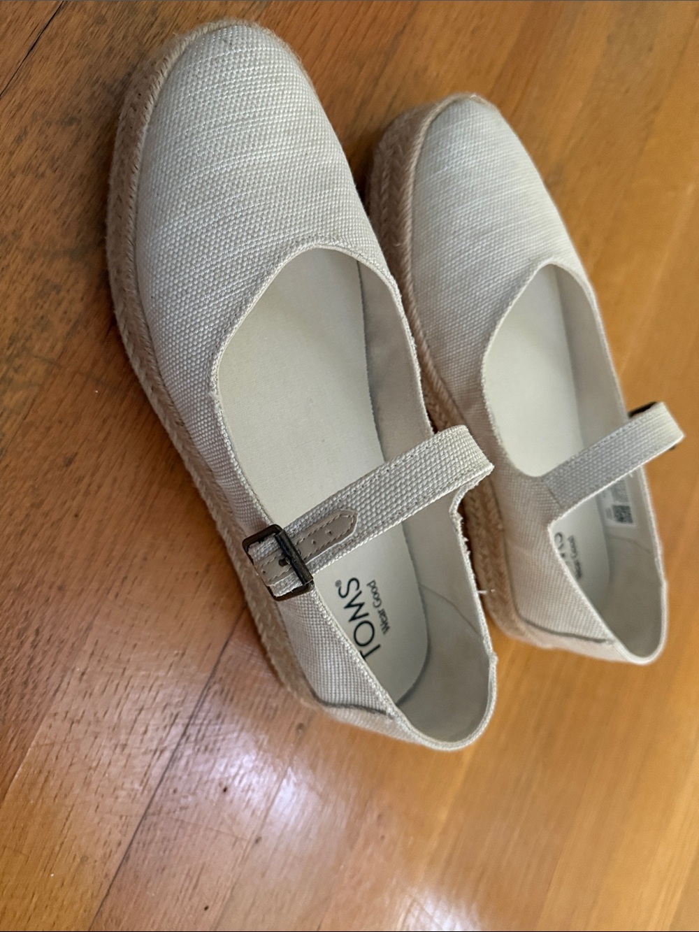 Toms Cream Mary Jane Espadrille Platform Flats